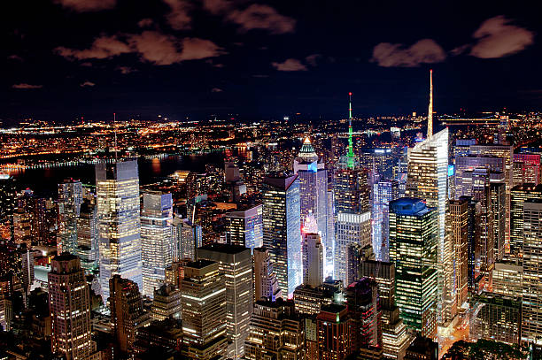 istock Illuminated New York skyscrapers by night 508048181