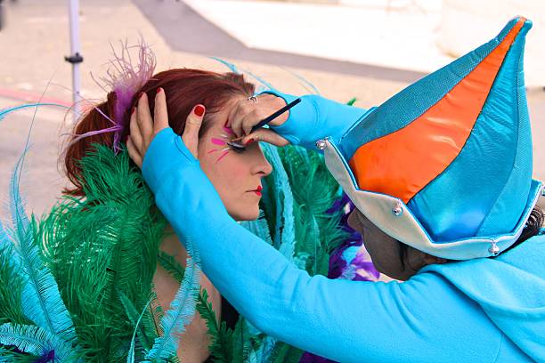 Face Painting by Cirque du Soleil San Francisco, USA - September 10, 2011: Face Painting by Cirque du Soleil at Ghirardelli Square chocolate festival cirque de soleil stock pictures, royalty-free photos & images