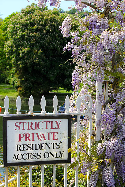 Garden gate sign stock photo