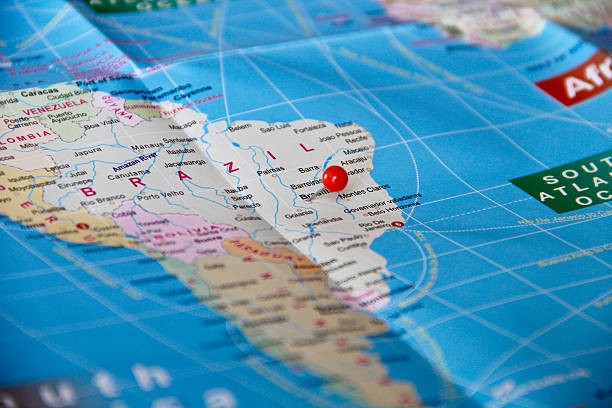 istock Blue world map with colorful Pin 508050431