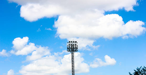 istock The Stadium Spot-light tower over Blue Sky 508051231