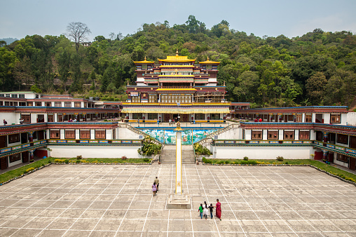 Gangtok, Siklim,India - April 7, 2013 : People visiting Ranka (Lingdum or Pal Zurmang Kagyud) Monastery in Gangtok. This is the peaceful, exquisite place and has a certain aura about it.