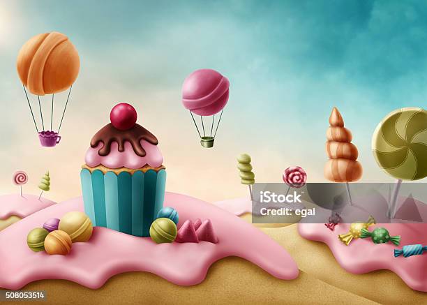 Fantasy Candyland Stock Illustration - Download Image Now - Candy, Globe - Navigational Equipment, Fantasy