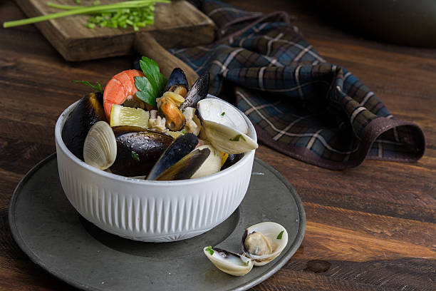 istock Seafood  in bowl on wooden table 508053546