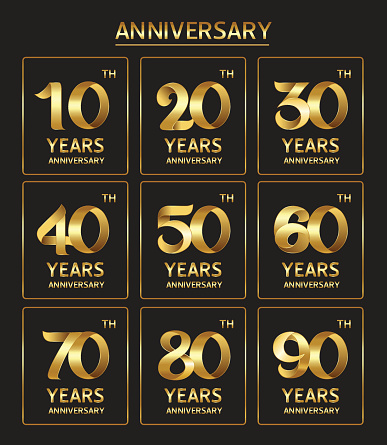Vector set of anniversary golden signs