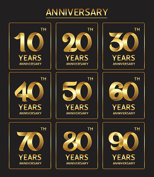 anniversary Vector set of anniversary golden signs 30 34 years stock illustrations