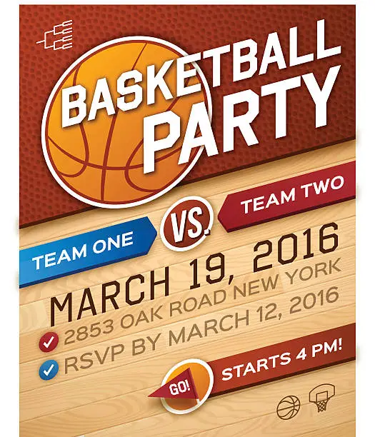 Vector illustration of Basketball Party Invitation