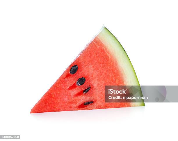 Watermelon On White Background Stock Photo - Download Image Now - Watermelon, Slice of Food, Part Of