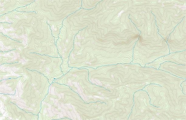 топографические силуэт и лес и потоков - topography map equipment cartography stock illustrations