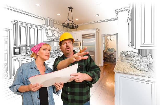 istock Contractor Talking with Customer Over Kitchen Drawing and Photo 508065628