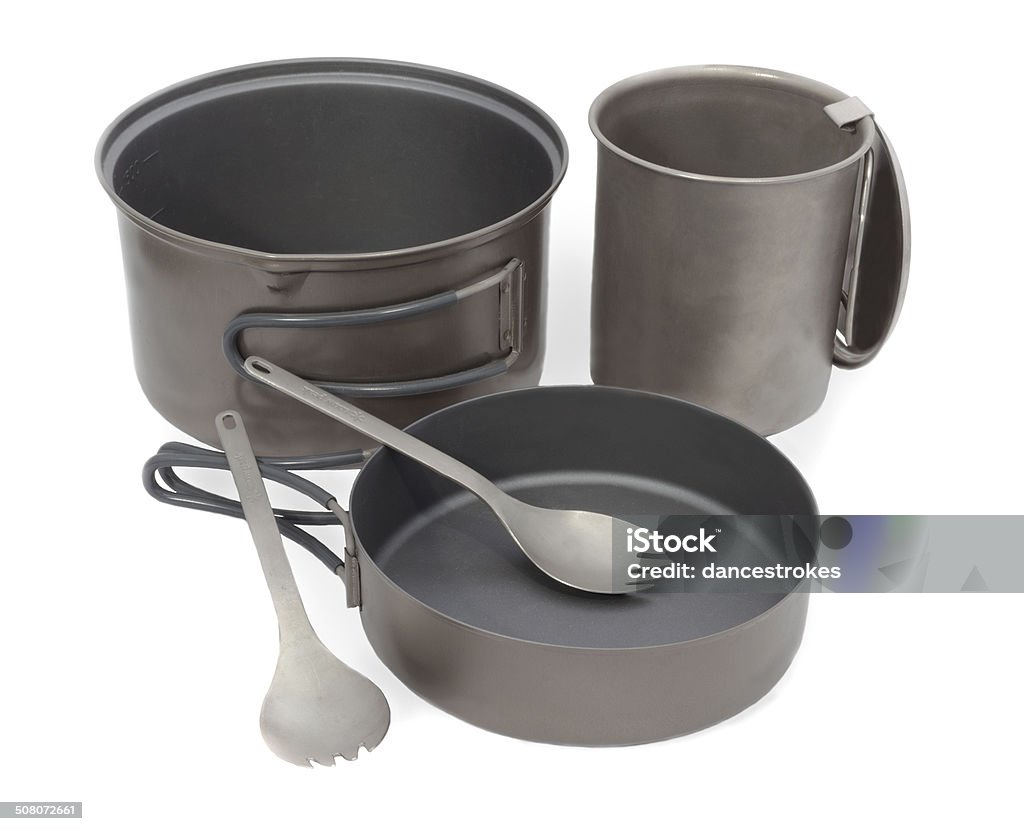 Camping Pot Frying Pan And Cookware Titanium Metal Stock Photo - Download  Image Now - iStock