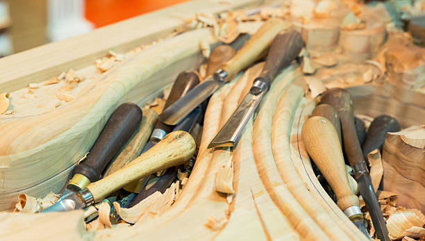 istock The carving tools with billets, close up 508074773