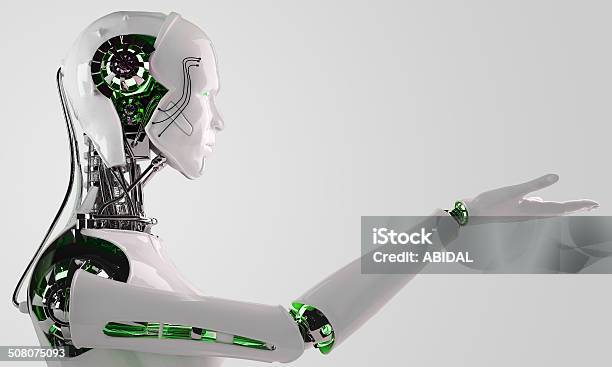 Robot Android Men Stock Photo - Download Image Now - Robot, Profile View, Pointing