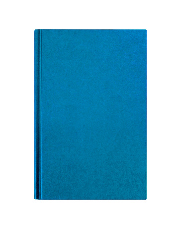 Light blue plain hardcover book front cover upright vertical isolated on white