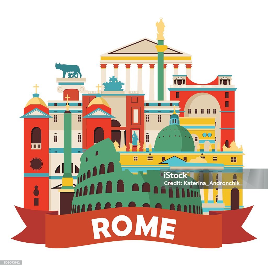 Rome skyline. Vector illustration Rome - Italy stock vector