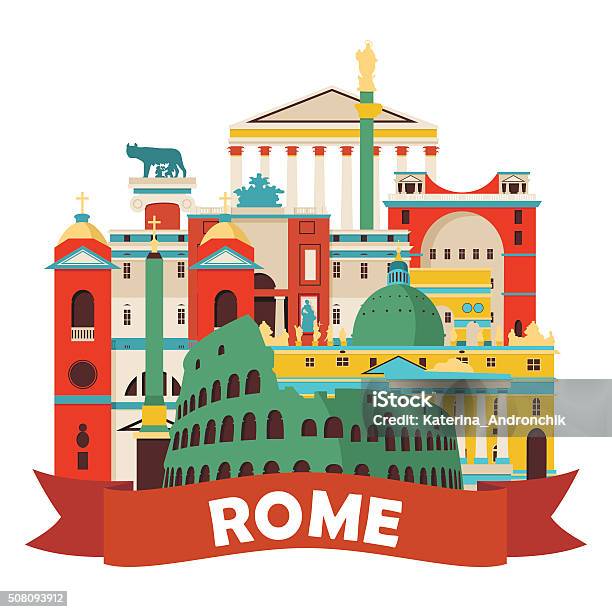 Rome Skyline Vector Illustration Stock Illustration - Download Image Now - Rome - Italy, Abstract, Ancient