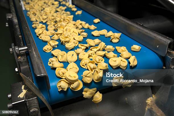Tortellini Pasta Production Line Stock Photo - Download Image Now - Business Finance and Industry, Color Image, Conveyor Belt