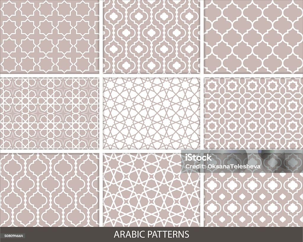 9 Arabic Pattern Designs Set Of Nine Arabic Patterns Stock Illustration - Download Image Now ...
