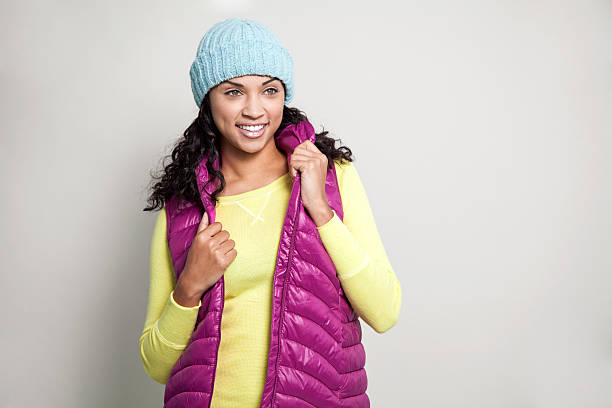 Woman with warm clothing stock photo