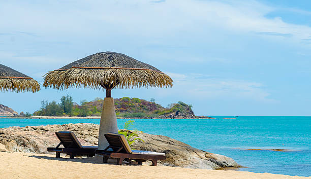 istock Bed on the beautiful beach with blue sky in Thailand 508096339
