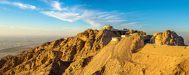 Hotels on top of Jabel Hafeet mountain in UAE Hotels on top of Jabel Hafeet mountain in UAE jebel hafeet stock pictures, royalty-free photos & images