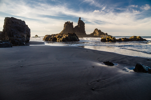 Rocky coast of Benijo beach (Playa de Benijo), Tenerife island, Spain