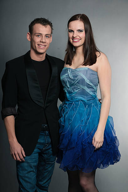 istock Happy young couple isolated on grey background. 508099873