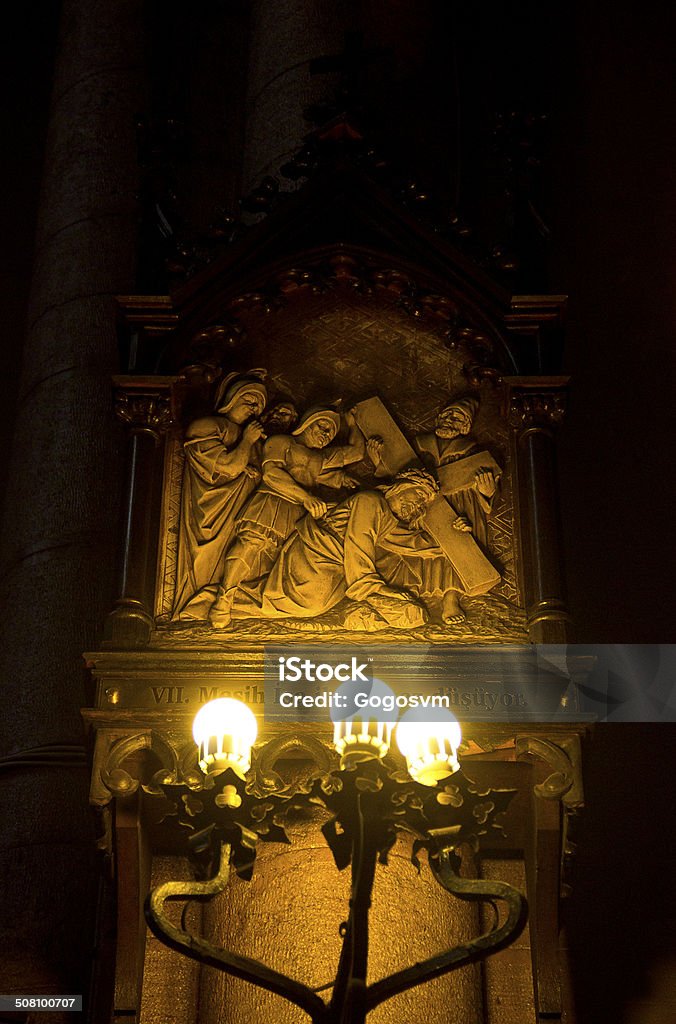 S.Antoine Catholic Church St. Antuan is the largest cathedral of the Roman Catholic Church in Istanbul. Christ Crucified statue in saint Antoine Church. Ancient Stock Photo