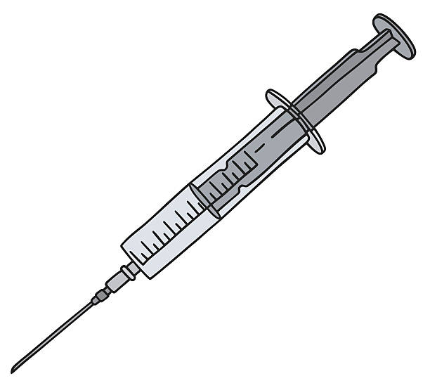 ilustraciones, imágenes clip art, dibujos animados e iconos de stock de jeringa de plástico pequeño - surgical needle syringe prick injecting