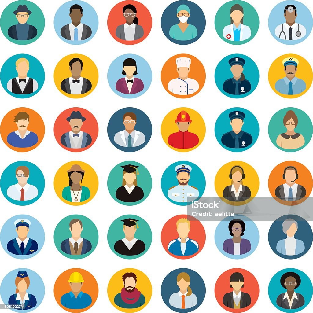 People icon set - different professions. - Royalty-free Avatar vectorkunst