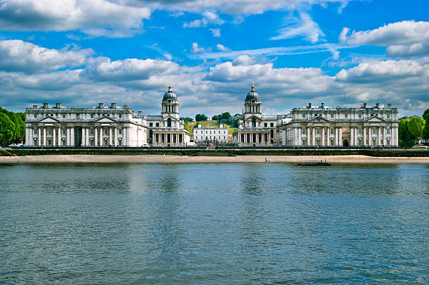 Royal Naval College Royal Naval College at Greenwich with a view from the River Thames greenwich london stock pictures, royalty-free photos & images