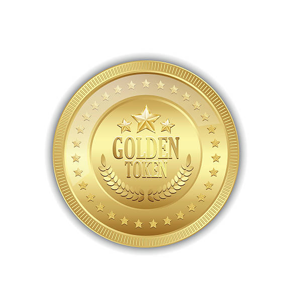 ilustrações de stock, clip art, desenhos animados e ícones de token de de ouro - gold metal shiny currency