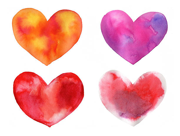 istock Set of watercolor hearts for your design 508105978