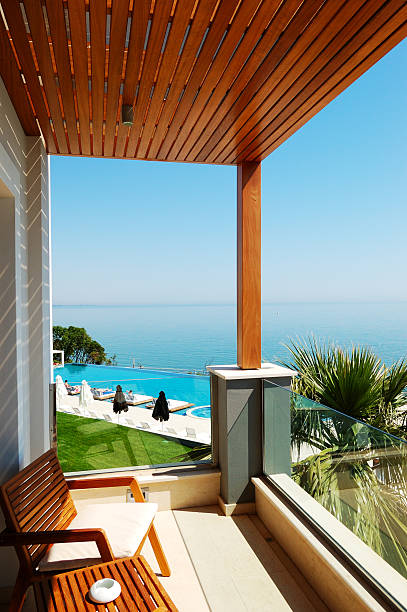 Africa, Holiday, Travel, Vacation - Gorgeous Summer Morning Scene from a Wooden Deck of a Luxurious Holiday Villa in Africa
