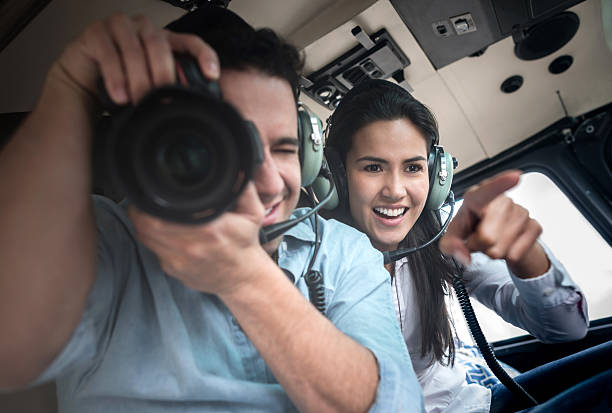 istock Couple traveling on a helicopter 508121793