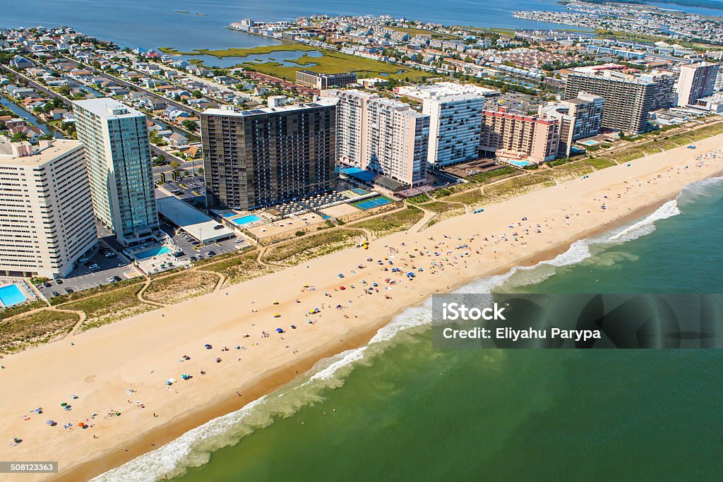 Aerial view of Ocean City, Maryland Aerial view of Ocean City, Maryland. Ocean City, MD is one of the most popular beach resorts on the East Coast and is considered one of the cleanest in the country. Ocean City - Maryland Stock Photo