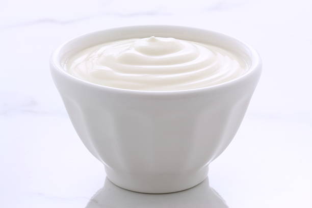 vintage plain yogurt stock photo