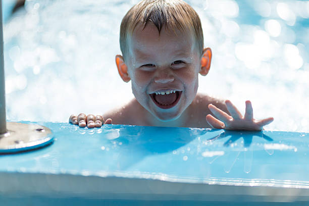 istock Little boy in water park 508125167