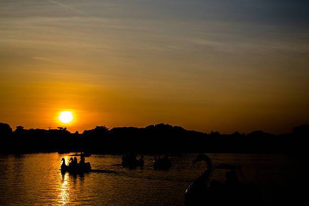 istock enjoy with swan pedal boat at sunset 508125650