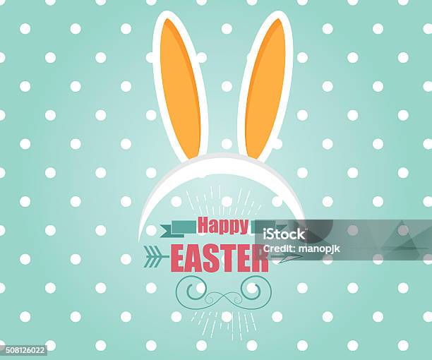 Happy Easter Card With Easter Bunny Rabbit Background Stock Illustration - Download Image Now