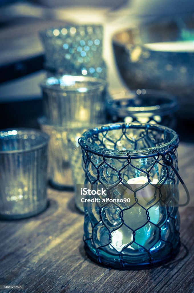 Rustic candles on wooden background Rustic Candles On Wooden Background Burning Stock Photo