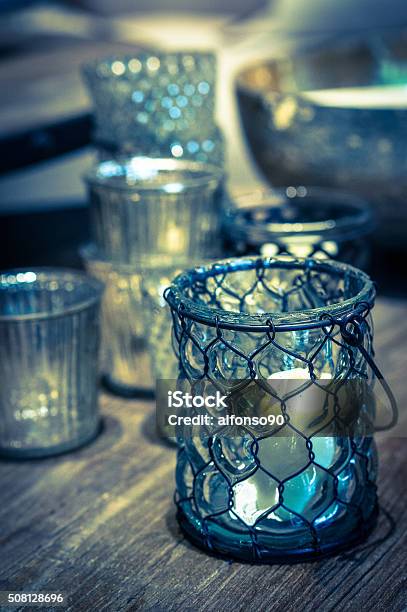 Rustic Candles On Wooden Background Stock Photo - Download Image Now - Burning, Candle, Celebration