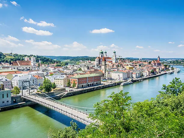 View to Passau in Germany with river Danube in Summer