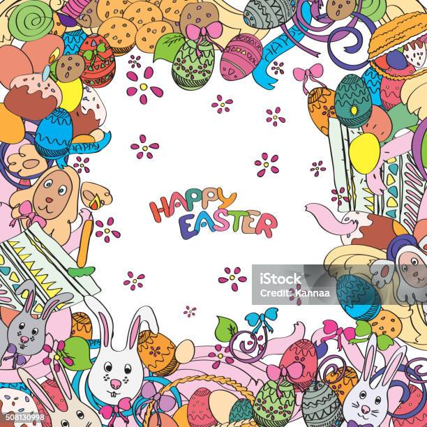 Awesome Happy Easter Card In Vector Stock Illustration - Download Image Now - Animal, Animal Markings, April