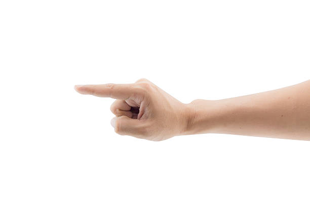 istock Human hand point with finger isolated on white. 508132082