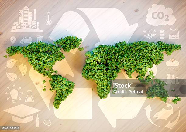 Sostenible Concepto Mundo Foto de stock y más banco de imágenes de Recursos sostenibles - Recursos sostenibles, Medio ambiente, Mapa mundial