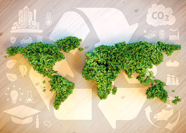 mundo conceito sustentável. - recycling environment recycling symbol environmental conservation imagens e fotografias de stock