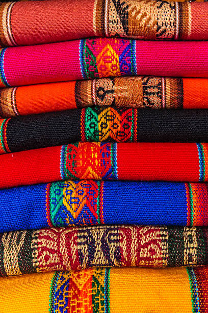 istock Colorful Peruvian fabrics for sale, Cuzco market, Peru 508135366