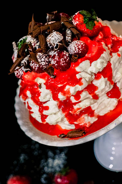 istock Pavlova berry cake with chocolate 508137120