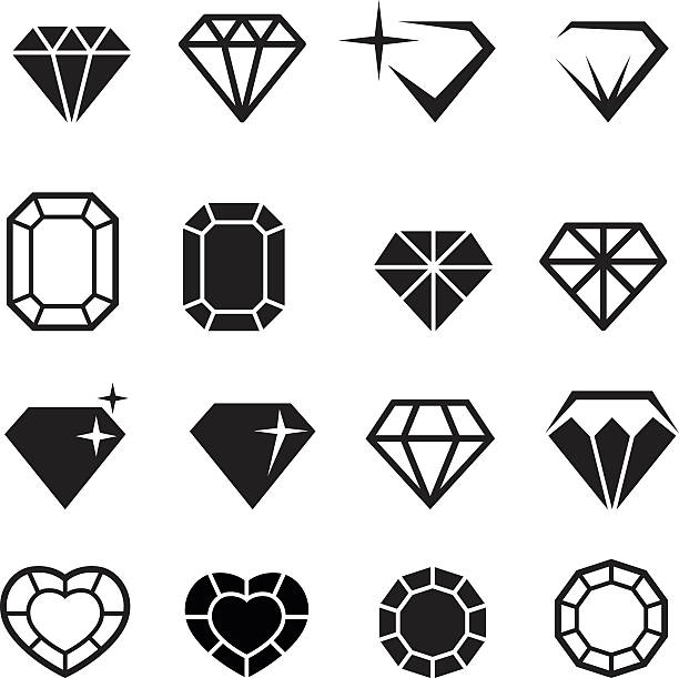 diamanten-icons satz vektor - schmuckstein stock-grafiken, -clipart, -cartoons und -symbole